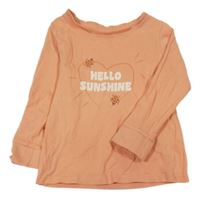 Oranžové pyžamové triko s nápisem a beruškami Lily & Dan