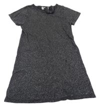 Tmavošedo-strieborné svetrové šaty s mašlou H&M