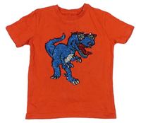 Červené tričko s dinosaurem z překlápěcích flitrů Next