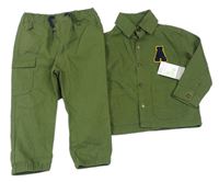 2Set - Khaki plátenná bunda s písmenkem + cuff nohavice s vreckom PRIMARK