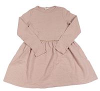 Pudrové vzorované teplákové šaty H&M