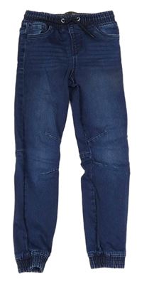 Tmavomodré cuff slim teplákové rifle Denim Co.
