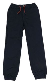 Tmavomodré chino cuff plátěné kalhoty 