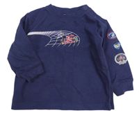 Tmavomodrá mikina s formulami a nášivkami GYMBOREE.