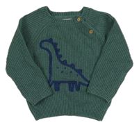 Šalvějový melírovaný rebrovaný sveter s dinosaurom PRIMARK