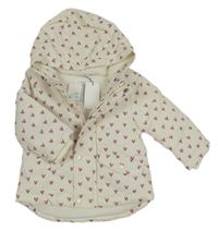 Nové - smetanová šusťáková zimní parka se srdíčky a kapucí PRIMARK