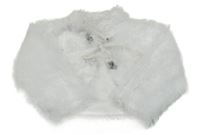 Bílé chlupaté podšité bolérko so striebornymi kvety