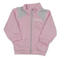 Světlerůžovo/šedá propínací sportovní mikina s logem PUMA