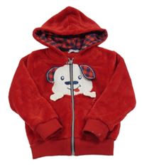 Červený plyšový bomber s psíkom a kapucňou MILK PUB