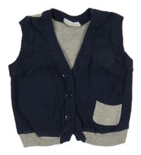 Tmavomodro-sivá prepínaci svetrová vesta BABY BOUTIQOUE