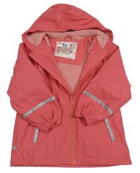 Korálová nepromokavá zateplená bunda s kapucňou lupilu