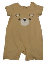 Světlehnědý kraťasový overal s medvídkem 