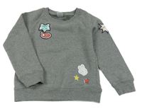 Sivá melírovaná mikina s obrázkami Papagino