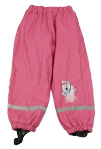Tmavorůžové nepromokavé podšité kalhoty s koníkem 