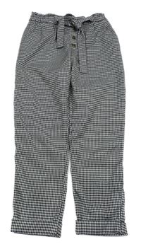 Čierno-biele vzorované paper bag nohavice so zavazováním H&M