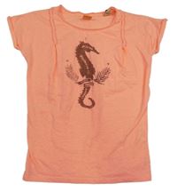 Nenově oranžové melírované tričko s mořským koníkem SCOTCH R'BELLE