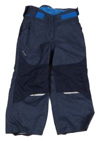 Tmavomodré melírované šusťákové outdoorové zateplené kalhoty Quechua