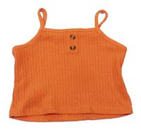 Tmavooranžový rebrovaný úpletový crop top s gombíkmi