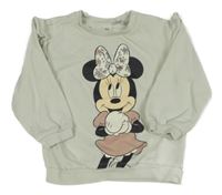 Světleolivová mikina s Minnie a volánikmi H&M