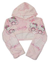 Svetloružová crop mikina s Kitty a kapucňou