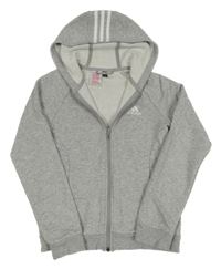 Sivá melírovaná prepínaci mikina s kapucňou Adidas