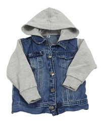 Modro-šedá riflovo/tepláková bunda s kapucí Zeeman