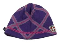 Fialovo-fuchsiová károvaná vlnená čapica