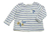 Bielo-modrá pruhovaná mikina s kvetmi a včelou zn. Next