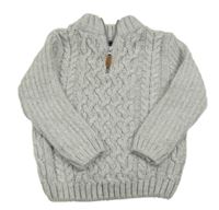 Šedý melírovaný vlněný svetr Next