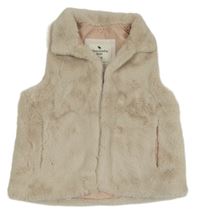Béžová kožušinová podšitá vesta Abercrombie&Fitch