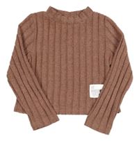 Staroružové melírované rebrované úpletové crop tričko s nášivkou Shein