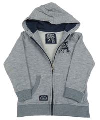 Bielo-tmavomodrá pruhovaná prepínaci mikina s písmenem a kapucňou C&A