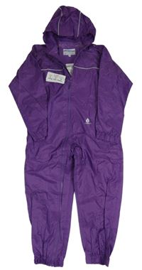Nové - Fialová šusťáková nepromokavá kombinéza s kapucí
