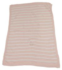 Růžovo-bílá pruhovaná pletená deka