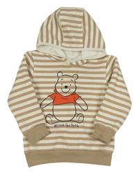 Hnědo-smetanová pruhovaná mikina s Púem a kapucí Disney