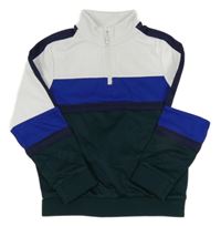 Bielo-tmavozeleno-zafírová mikina M&S