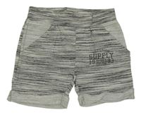 Sivé melírované teplákové kraťasy s nápisom