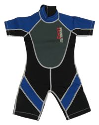 Nové - Černo-modro-tmavošedý neopren s potiskem Nalu