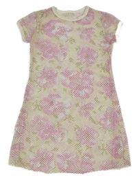 Béžovo-ružové kvetované sieťované šaty