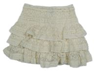 Smotanová čipková vrstvená sukňa New Look