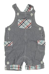 Tmavomodro-bílé pruhované plátěné laclové kraťasy s kapsami C&A