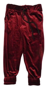 Vínové zamatové tepláky