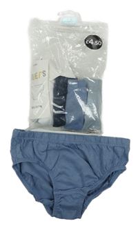 Nové - 6x slipy - 4x modré + tmavomodré + bílé George