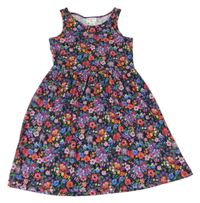 Čierno-farebné kvetované bavlnené šaty H&M