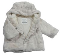 Smetanový chlupatý lehce zateplený kabátek s kapucňou Primark