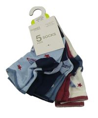 5x modro-bílo-vínové ponožky St. Bernard