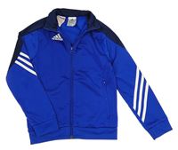 Modro-tmavomodrá sportovní propínací mikina s logem Adidas