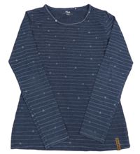 Tmavomodré pruhované tričko so srdiečkami zn. Yigga