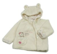 Smetanová plyšová podšitá zavinovací mikina s kapucí 