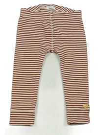 Hnědo-béžové pruhované žebrované legíny 